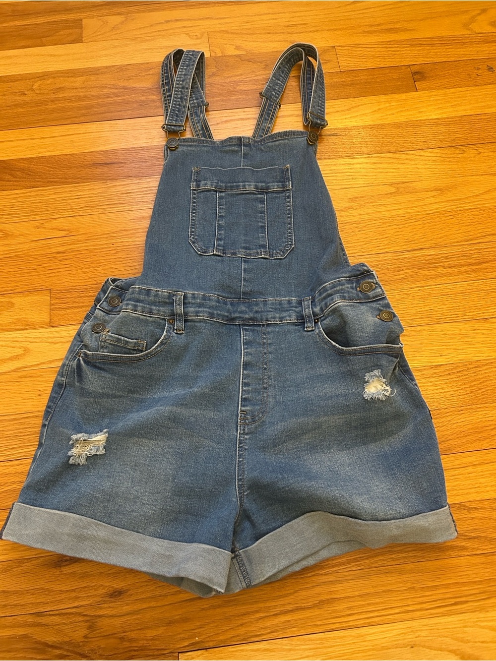 YMI Blue Denim Short Overalls